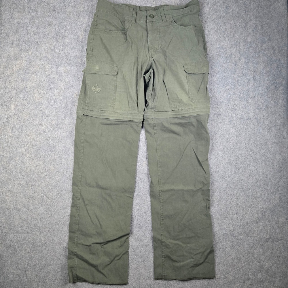 Boy Scouts of America Convertible Pants Mens 36 Green Zip Off Cargo Hiking‎ BSA